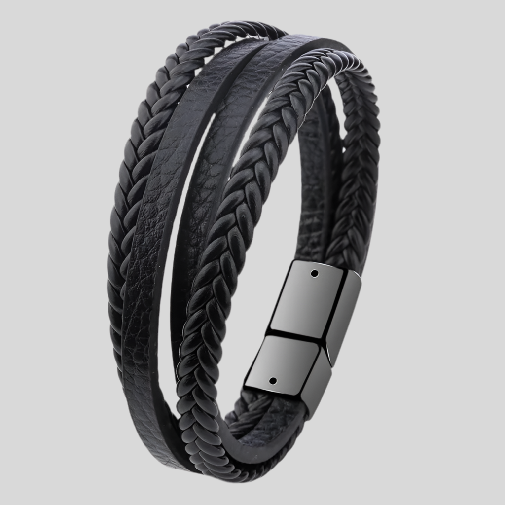 Mehrlagiges Lederarmband mit Magnetverschluss