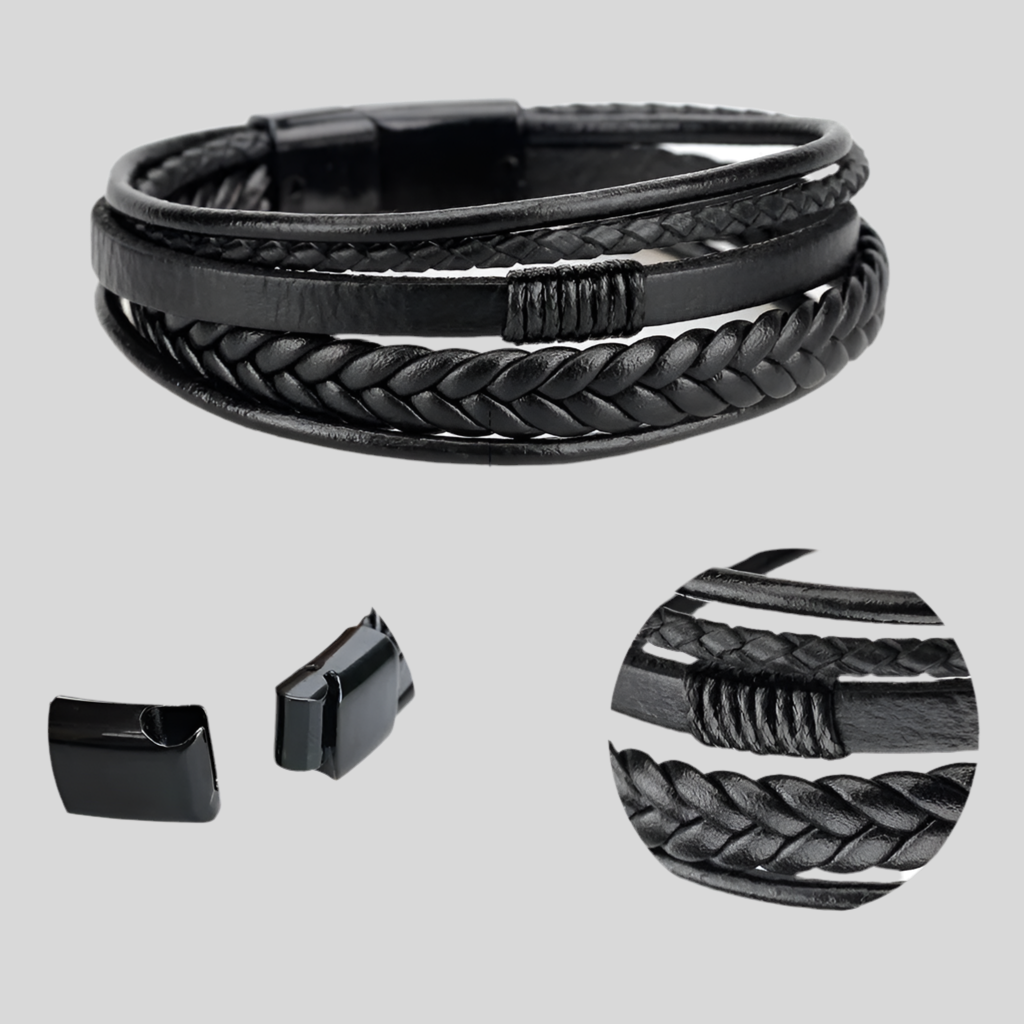 Mehrlagiges Lederarmband mit Magnetverschluss