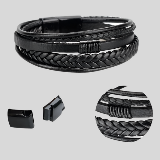 Mehrlagiges Lederarmband mit Magnetverschluss