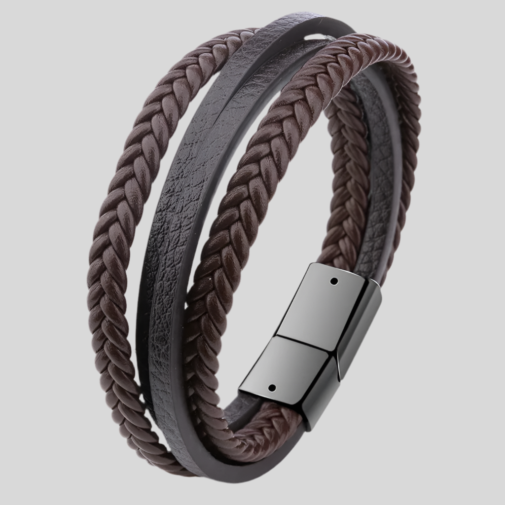 Mehrlagiges Lederarmband mit Magnetverschluss
