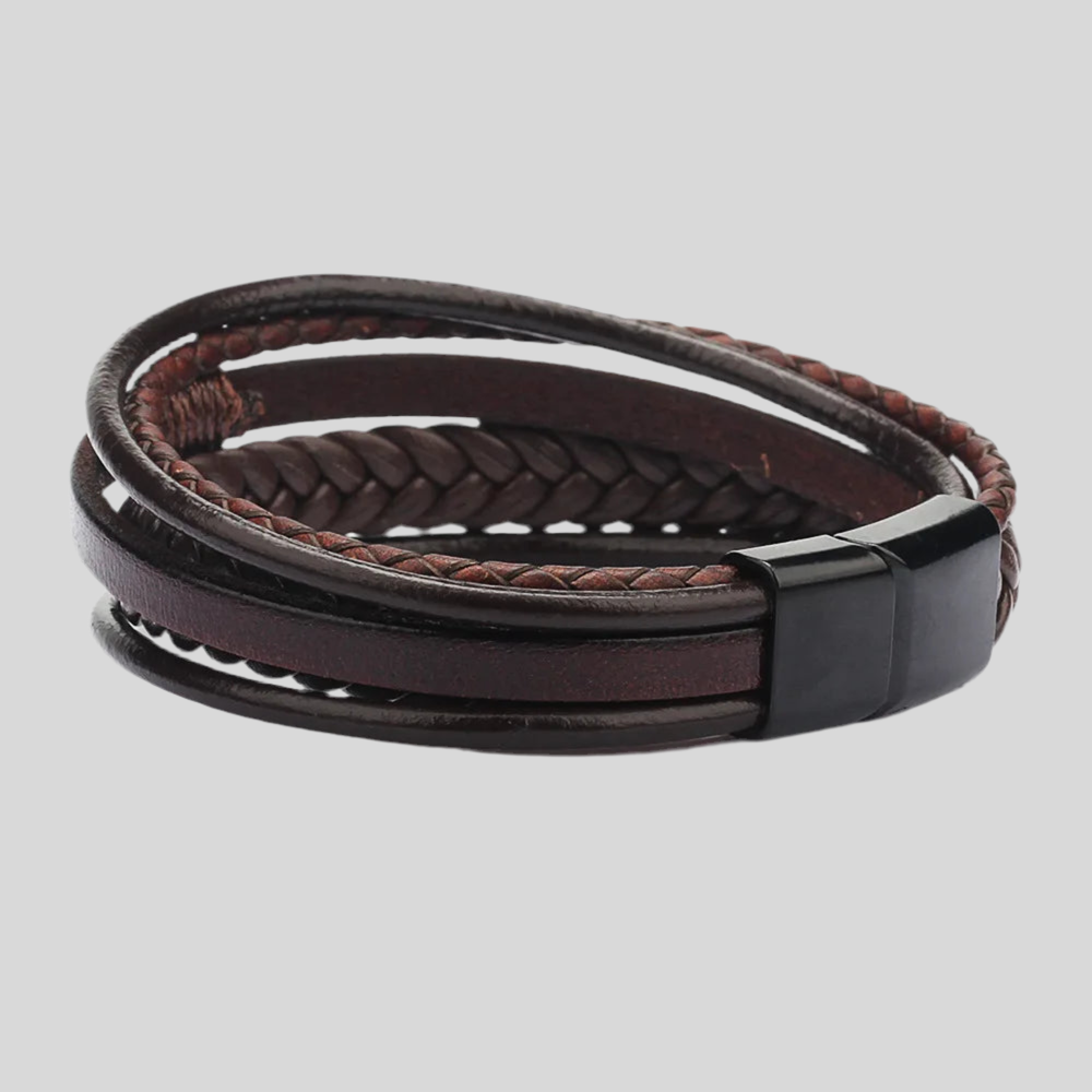 Mehrlagiges Lederarmband mit Magnetverschluss