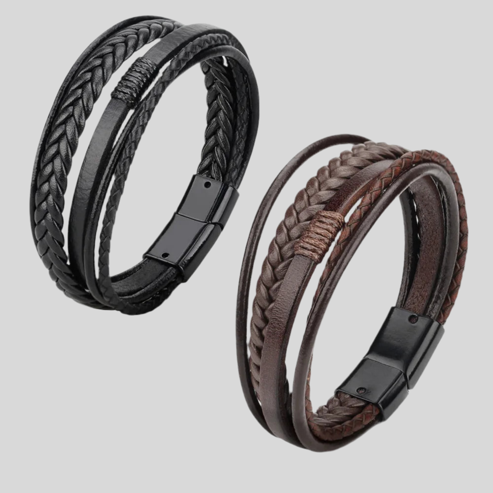 Mehrlagiges Lederarmband mit Magnetverschluss