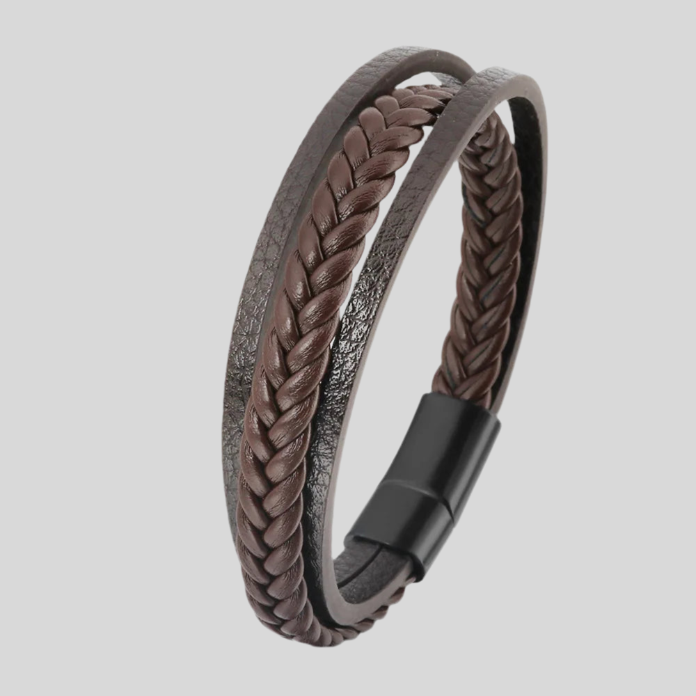 Mehrlagiges Lederarmband mit Magnetverschluss