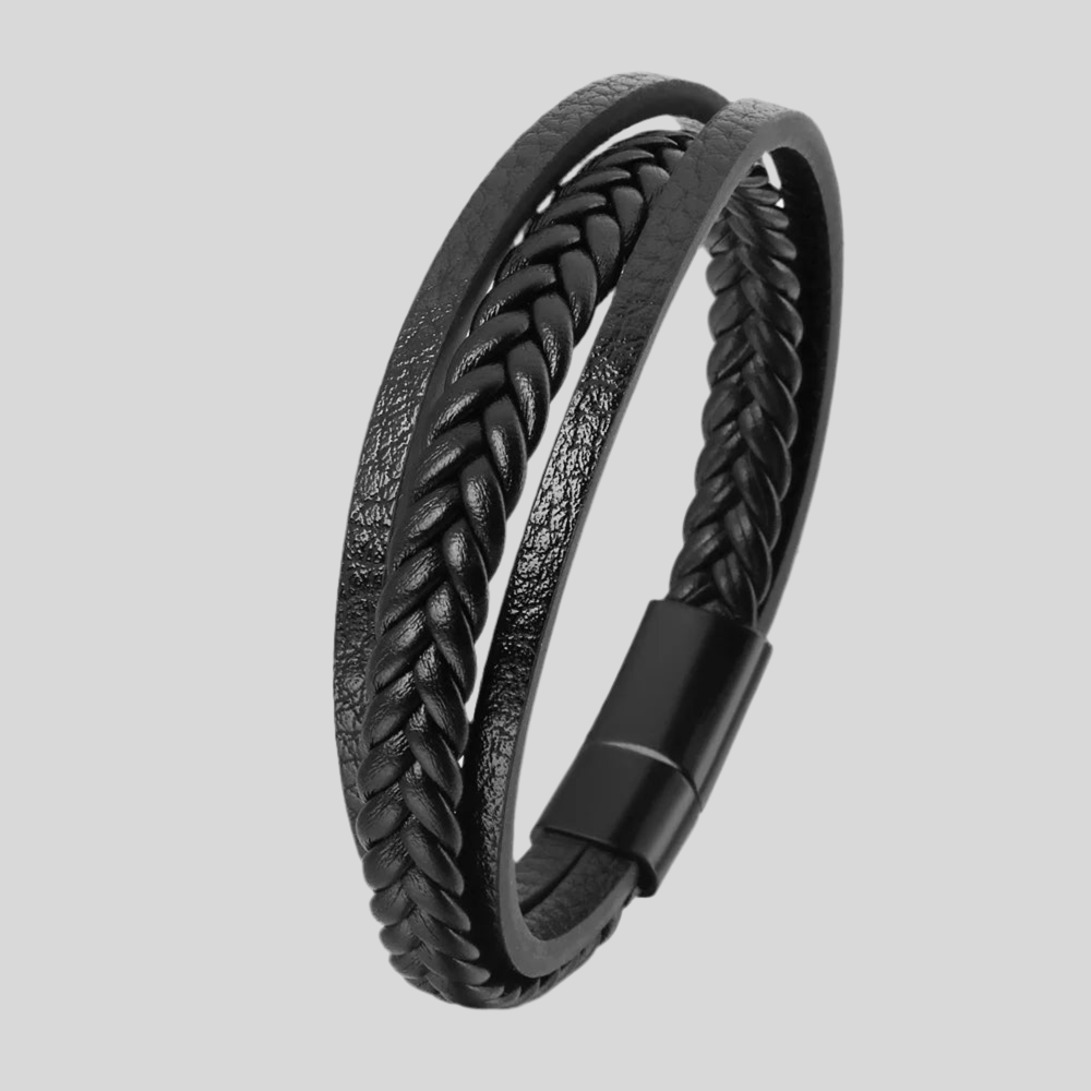 Mehrlagiges Lederarmband mit Magnetverschluss